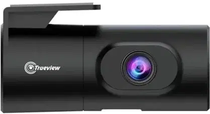 Black Trueview bullet CCTV security camera with front lens and mounting hood