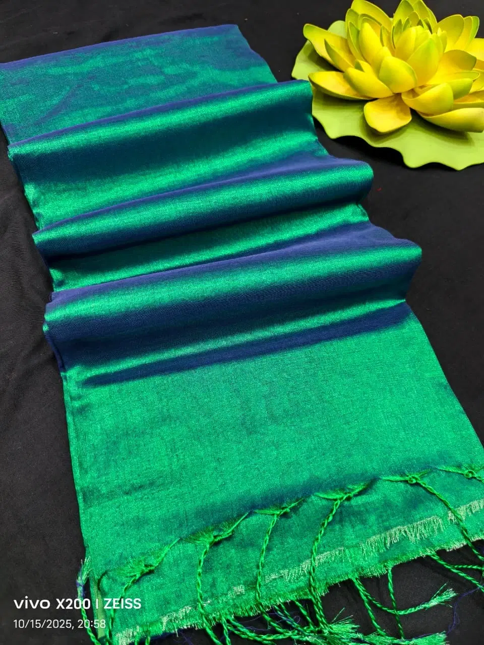 Shimmering Tissue Saree with Tassels