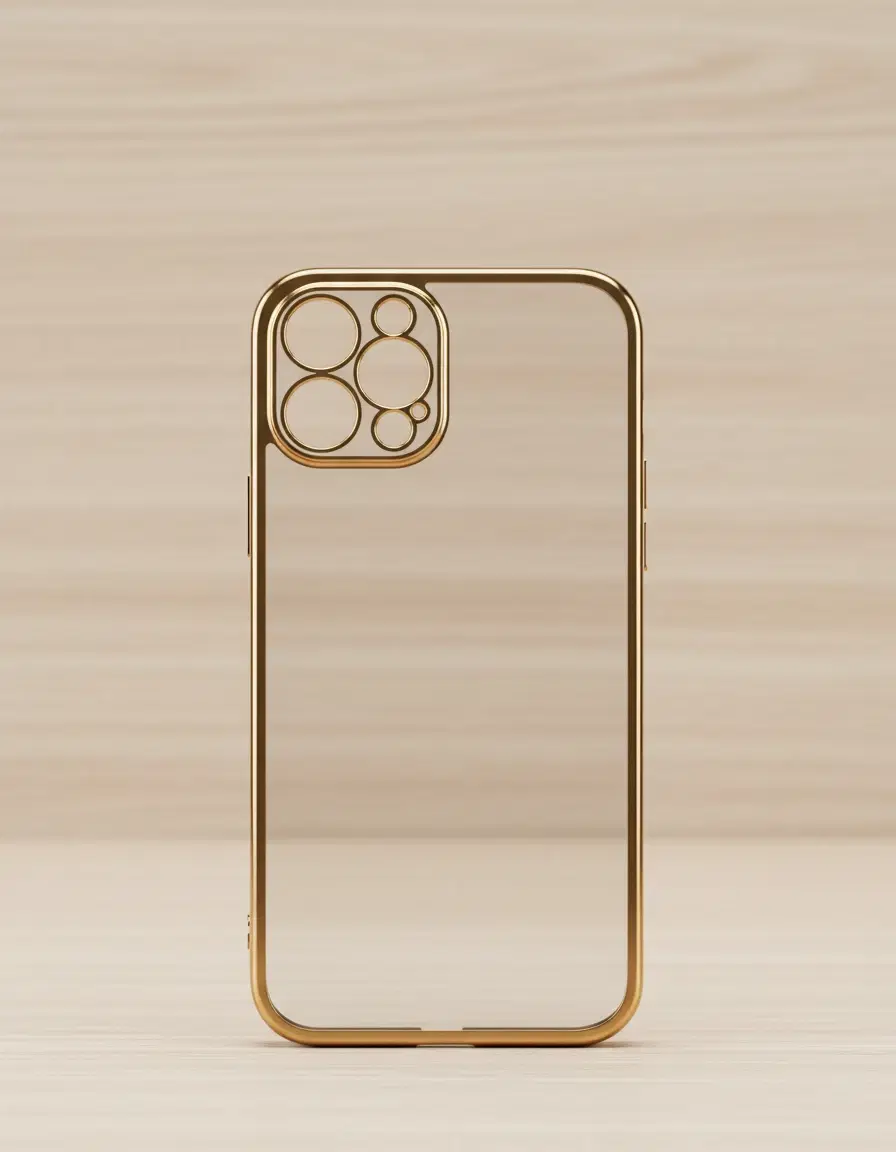 Transparent Mobile iPhone 12pro Case with Gold Frame for Quad Camera