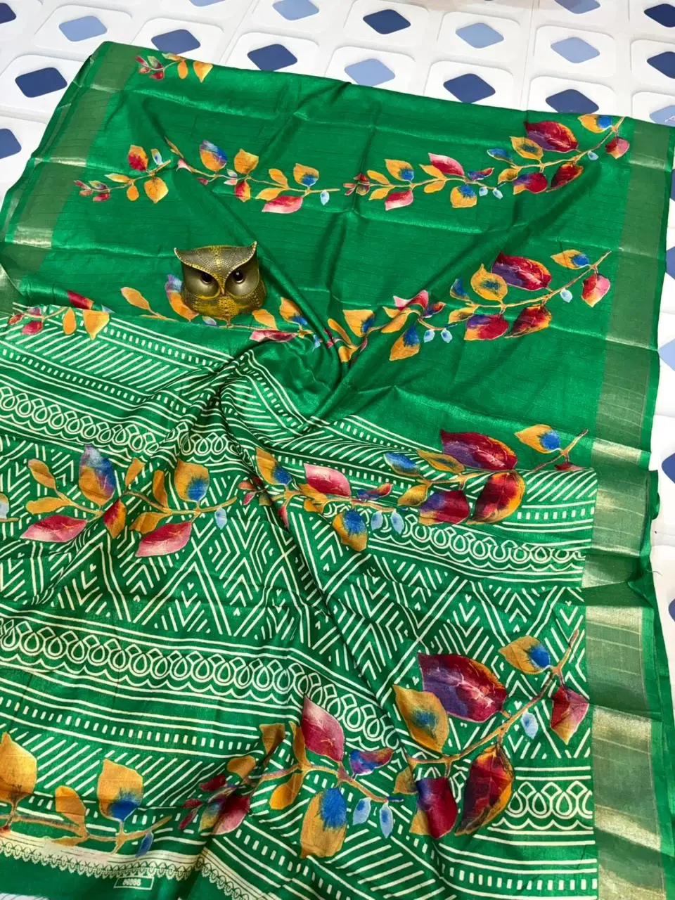 Green Tissue katan Silk Saree with blouse piece