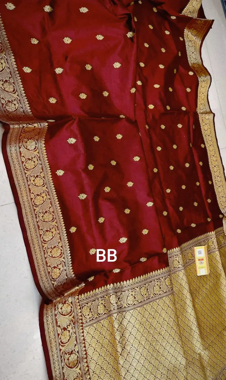 Maroon Tissue katan Silk Saree with blouse piece