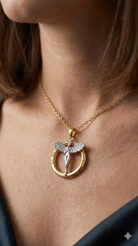 Gold-Tone Fairy Circle Pendant Necklace