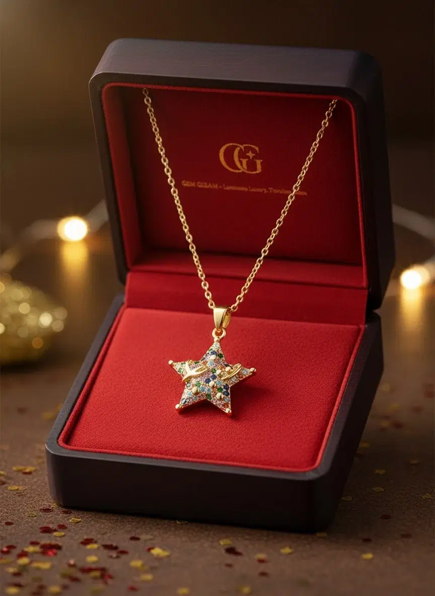 GemGleam Gold-Tone Star Pendant Necklace