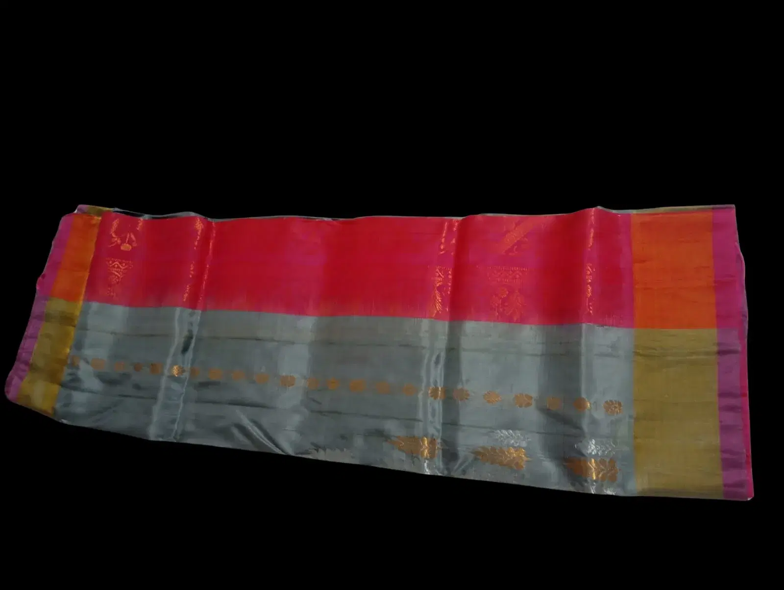 Women's Pink and Grey Kanchipuram Pure Silk Saree with Zari Border