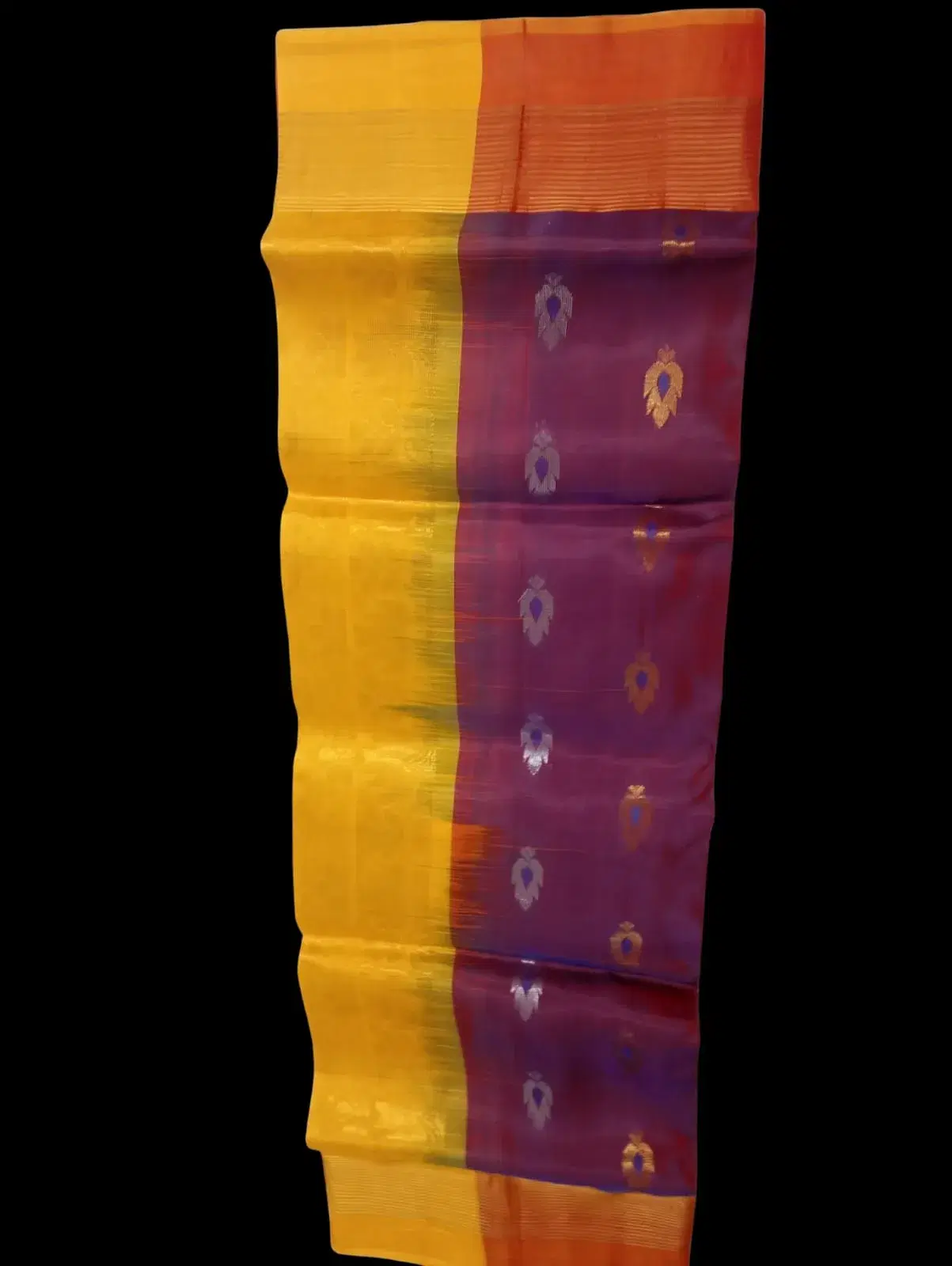 Kanchi Pure Silk Saree with Gold Zari Border and Butta Motifs