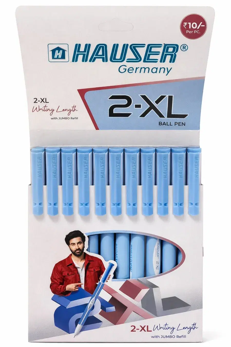Hauser Germany 2-XL Ball Pen with Jumbo Refill - Pack of 10 × 5 Packs (50 Pens)