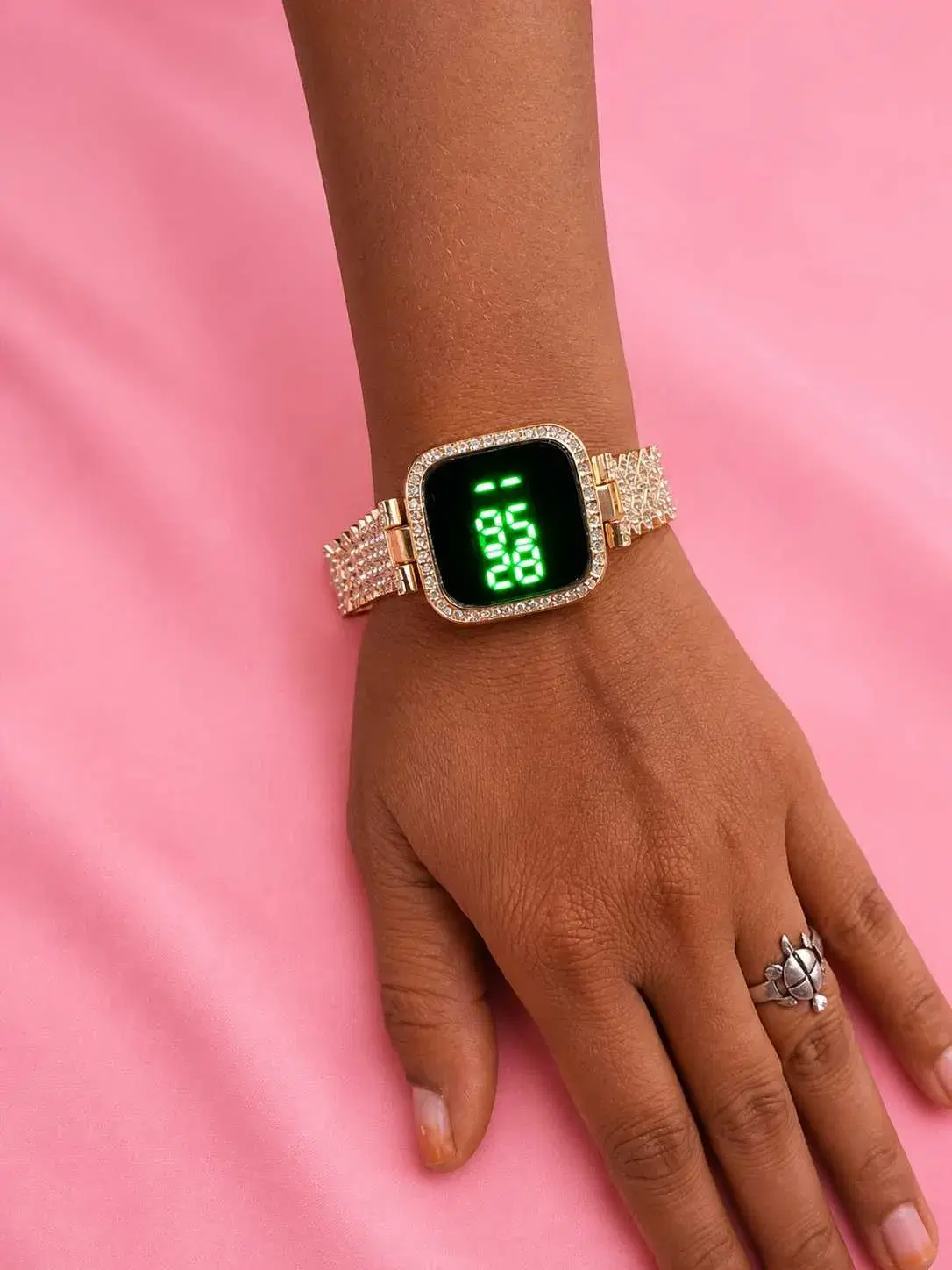 Women’s Rhinestone Digital Bracelet Watch