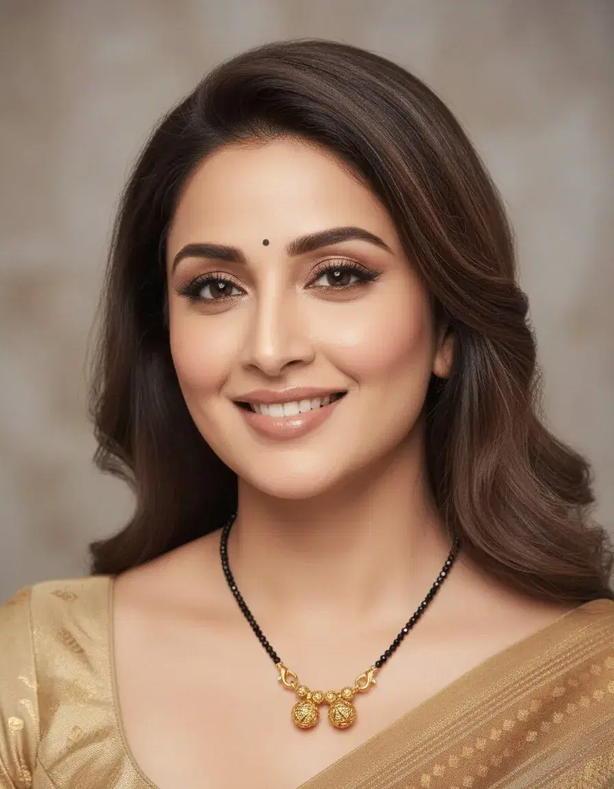 Traditional Black Beaded Gold-Tone Mangalsutra Necklace for Women