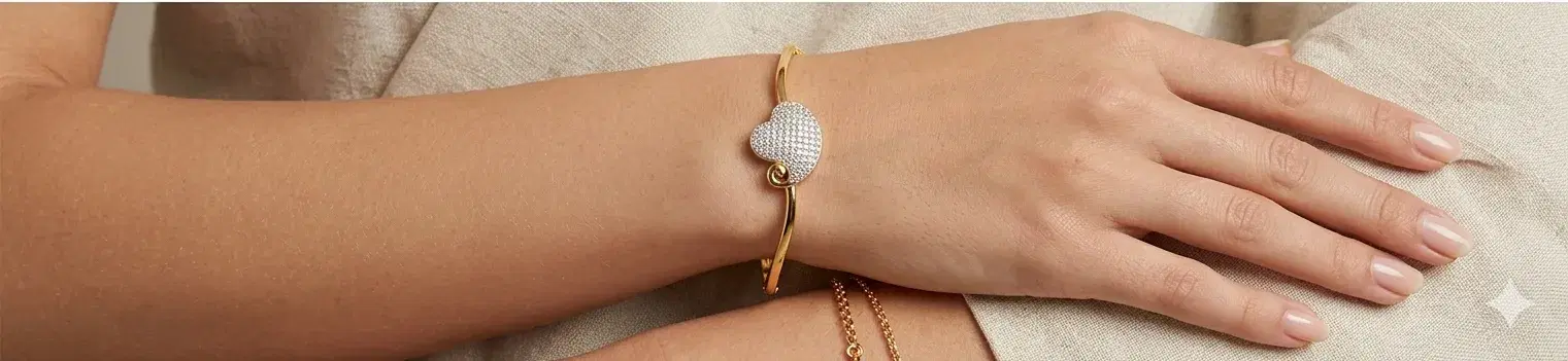 Gold-Tone Heart Charm Bracelet for Women