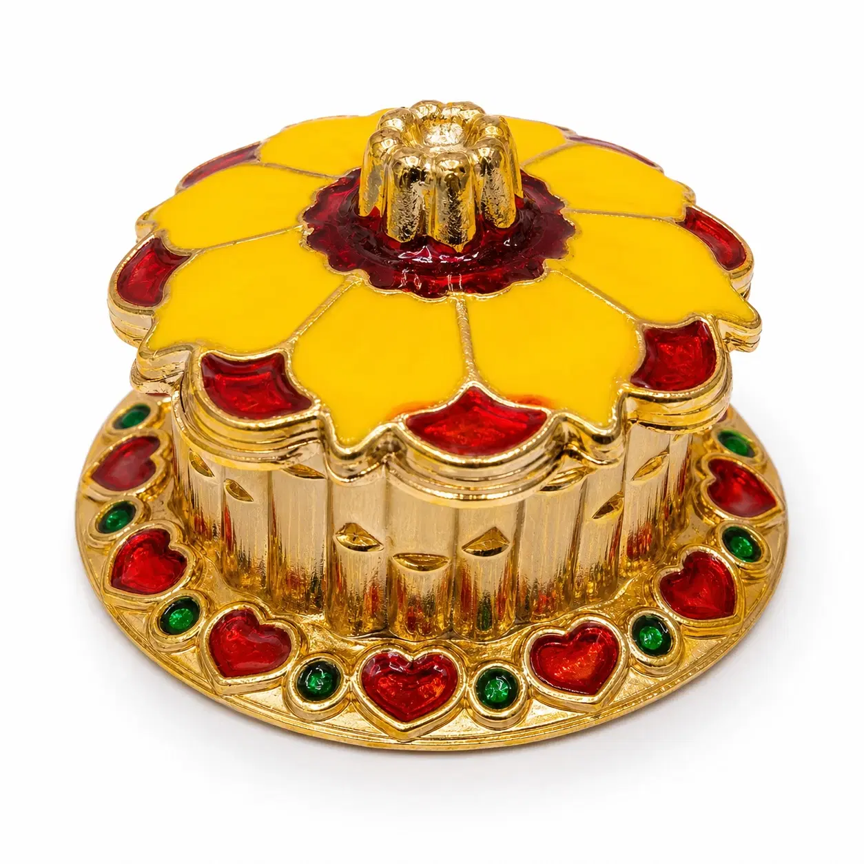 Decorative Floral Kumkum Box with Stone Work