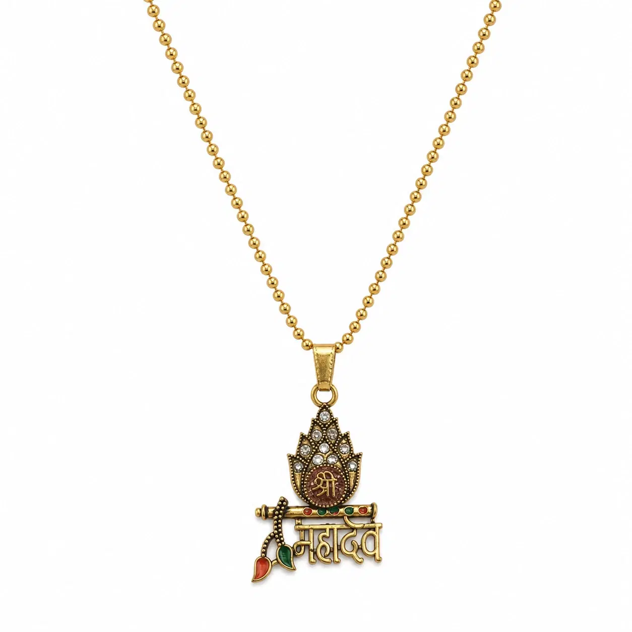 Gold-Toned Mahadev Pendant Chain Necklace