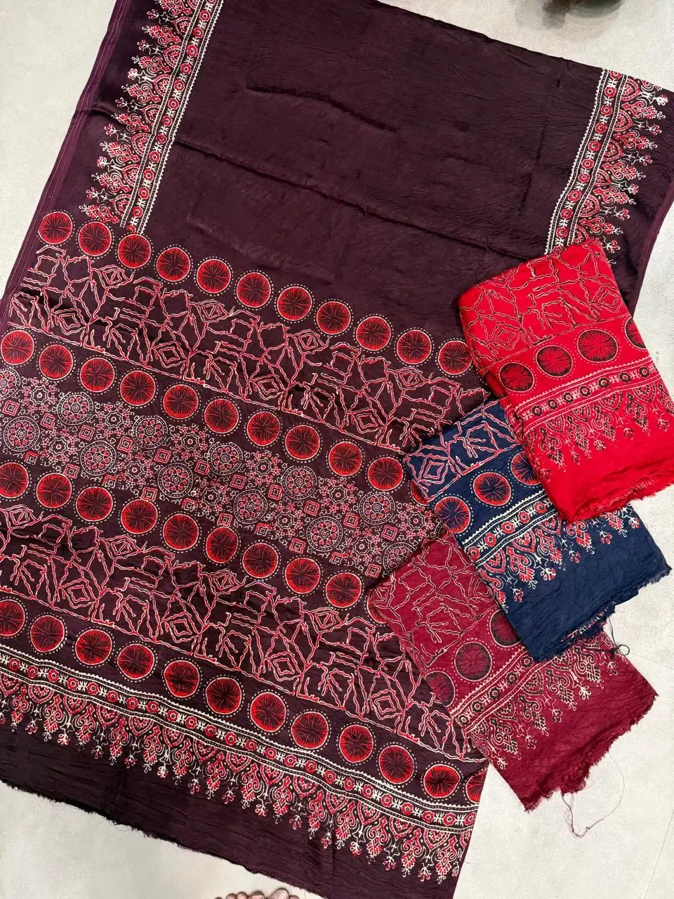 Gujarat most famous ajrakh  print saree