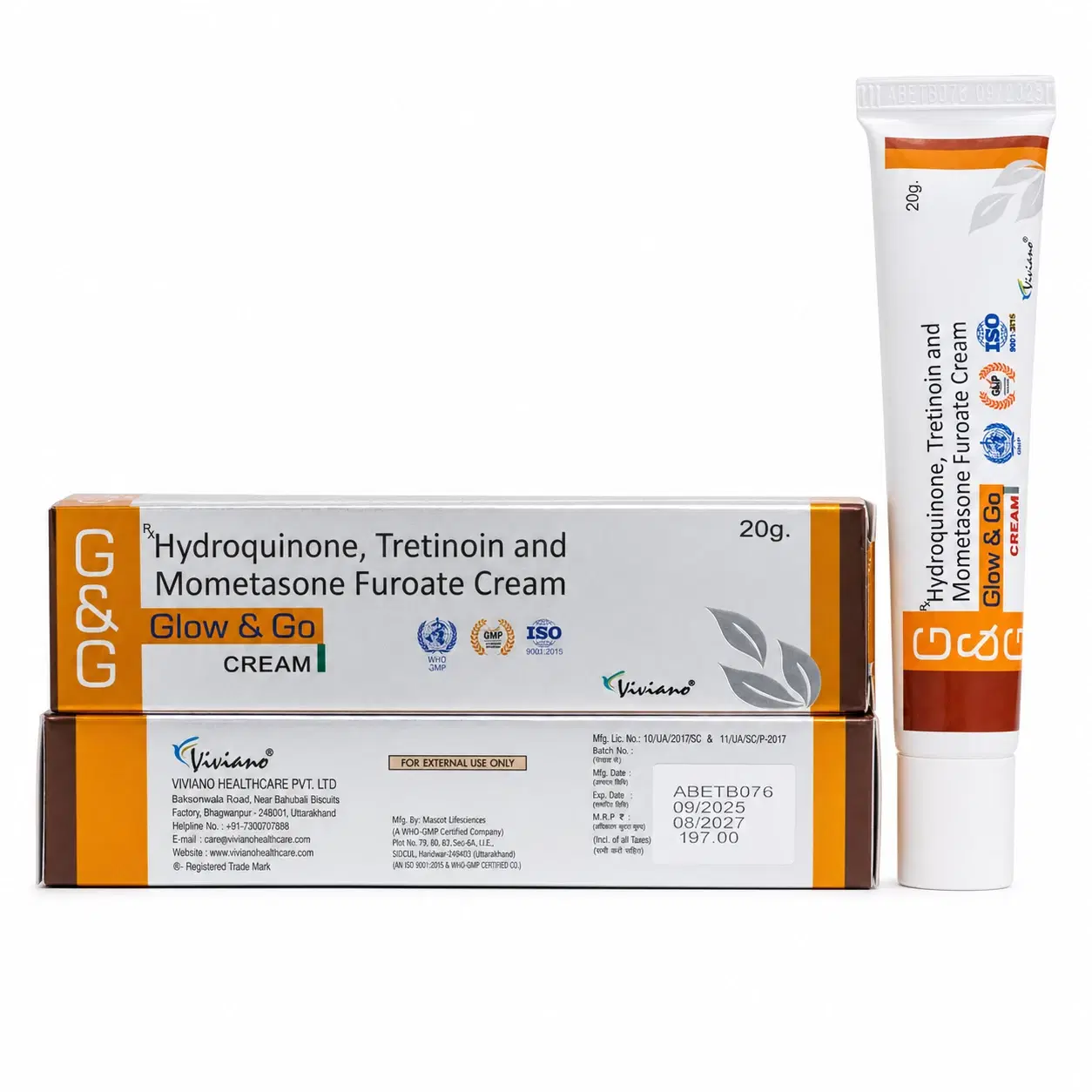 G&G Glow & Go Hydroquinone, Tretinoin and Mometasone Furoate Cream 20g