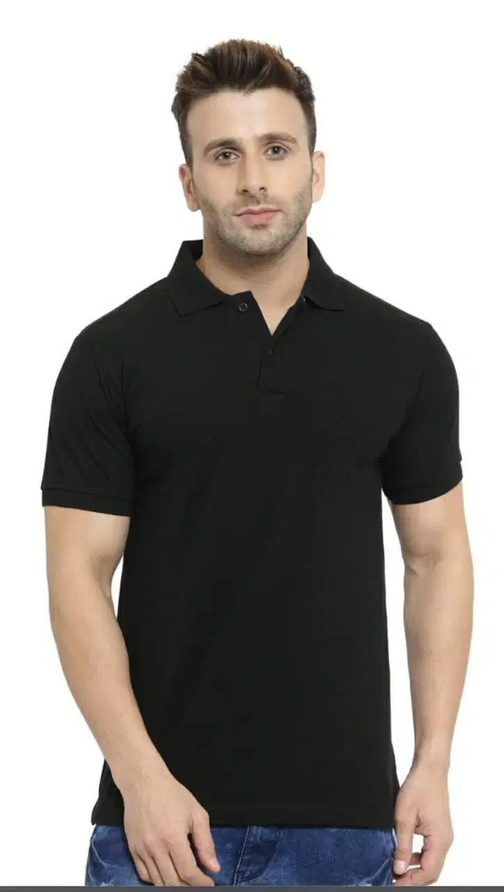 Men's Grey Solid Polo T-Shirt