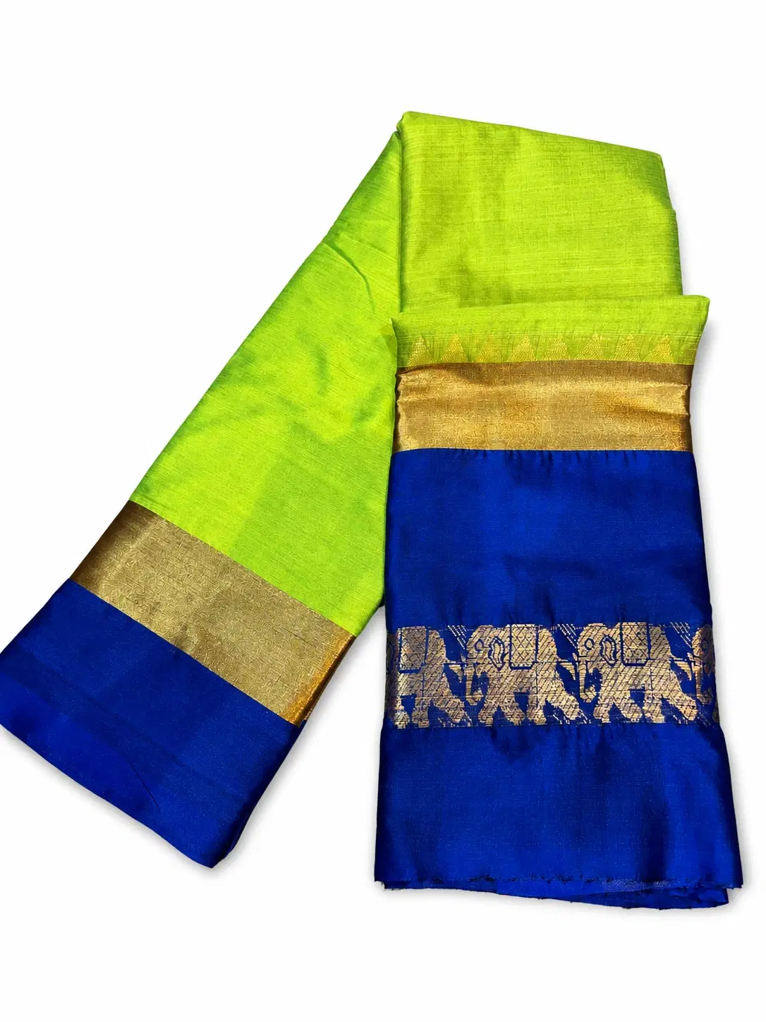Traditional Indian Silk Saree with Gold Border