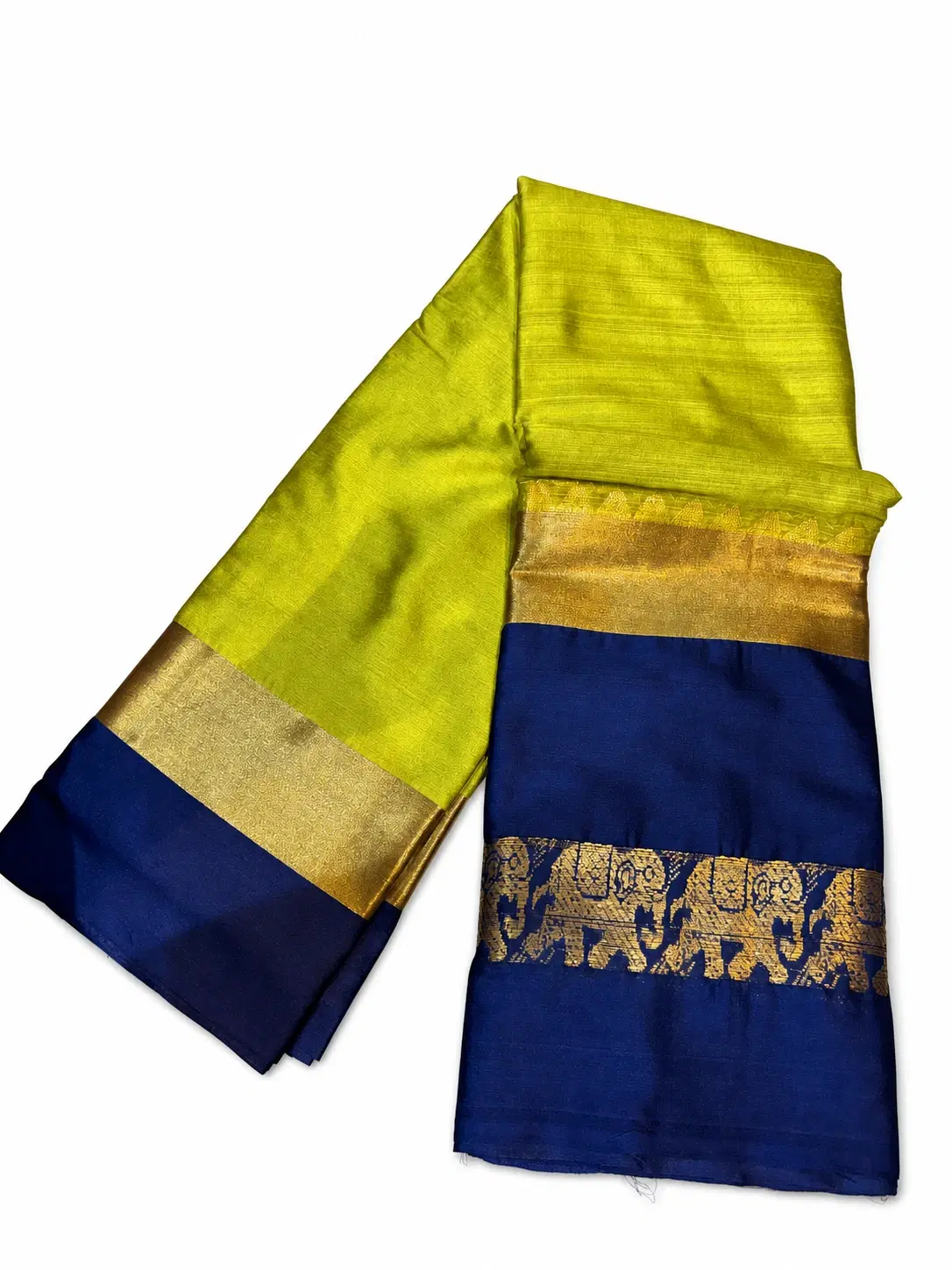 Traditional Indian Silk Saree with Elephant Design Border