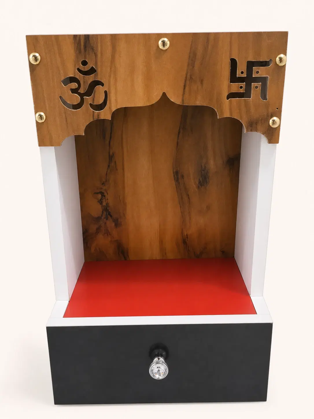 Wooden Tabletop Pooja Mandir with Drawer