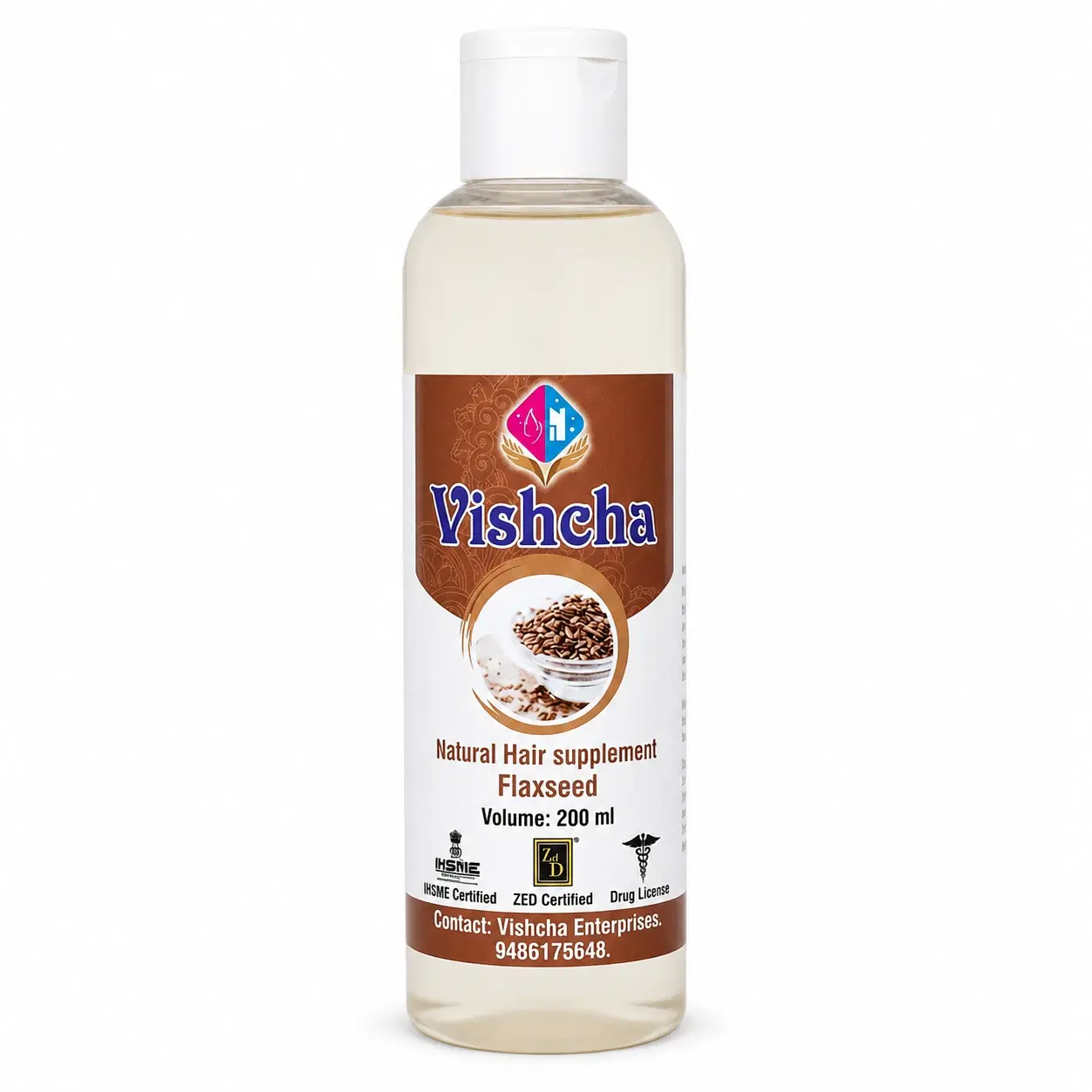 Vishcha Natural Hair Supplement Flaxseed Hair Care Liquid 200 ml