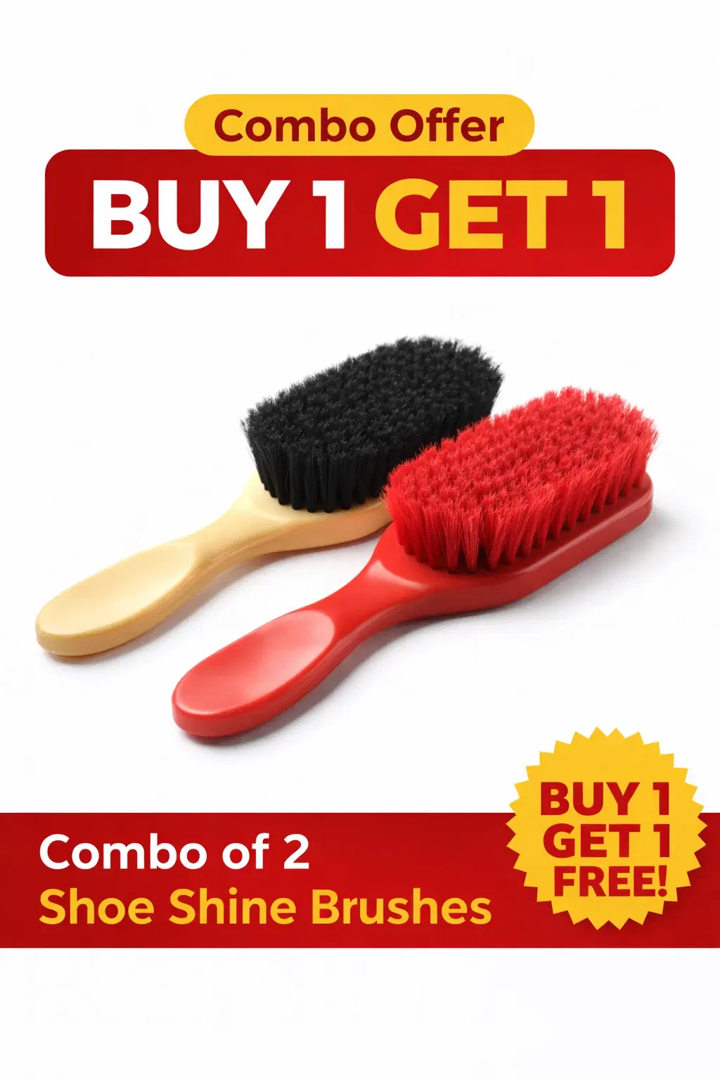 Combo Pack of 2 Shoe Shine Brushes
