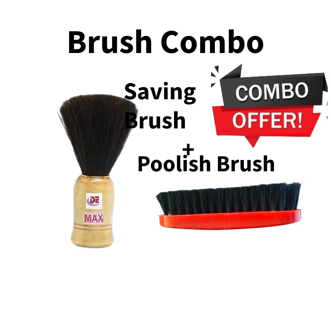 Generic Shaving Brush and Polish Brush Combo Pack