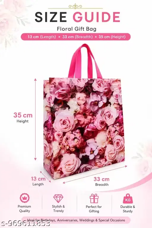Floral Print Gift Bag with Handles