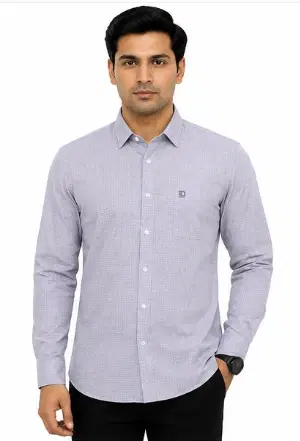 Men's Slim Fit Micro Check Formal Shirt