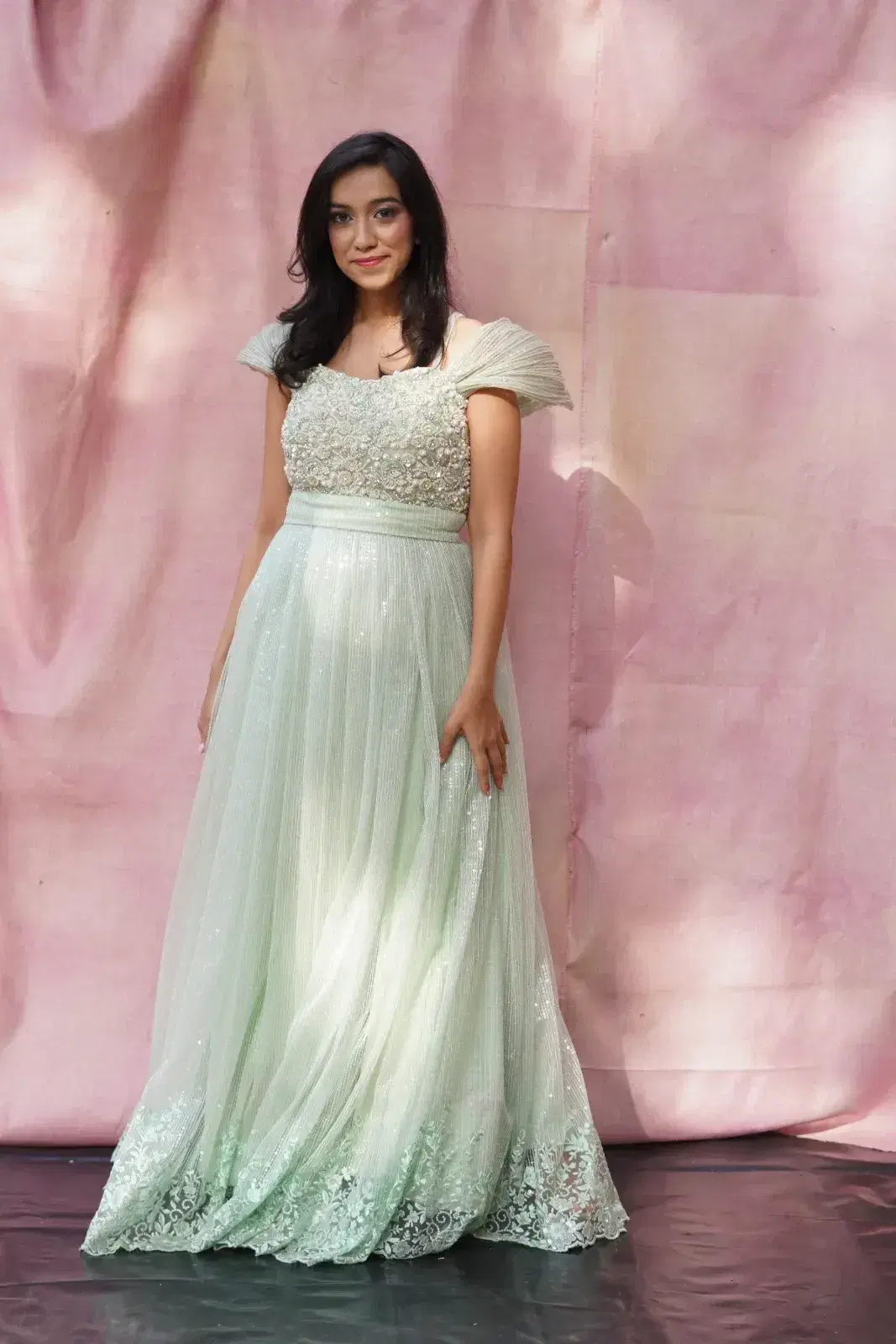 Women’s Mint Green Embellished Gown