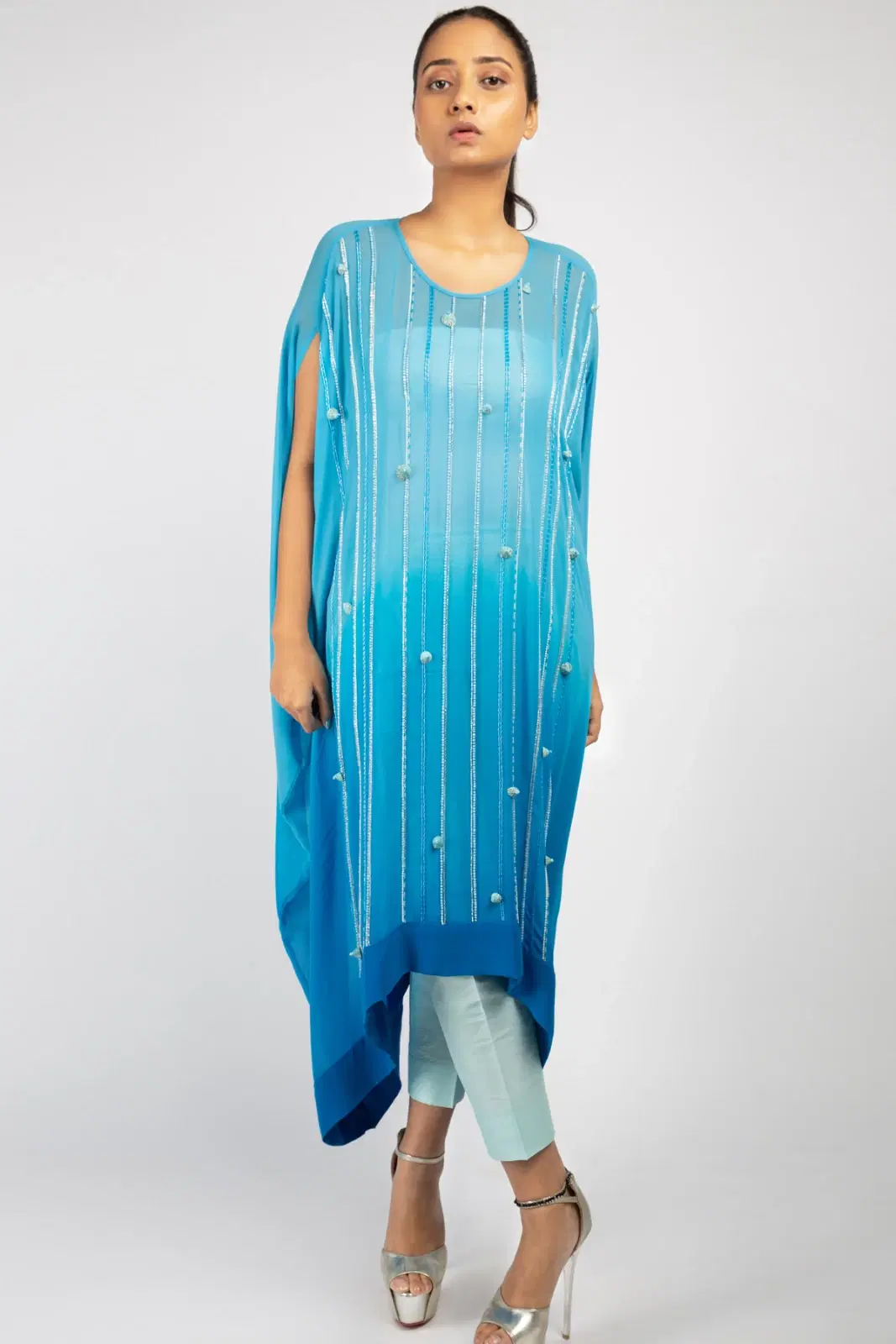 Women's Blue Embellished party wear Kaftan