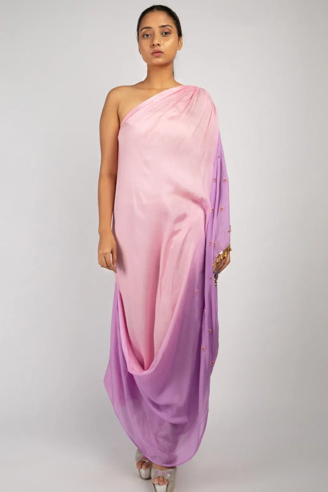 Women’s Pink Ombre Draped Saree