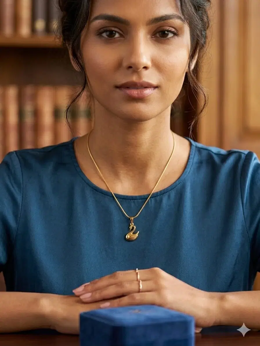 Gold-Tone Swan Pendant Necklace for Women