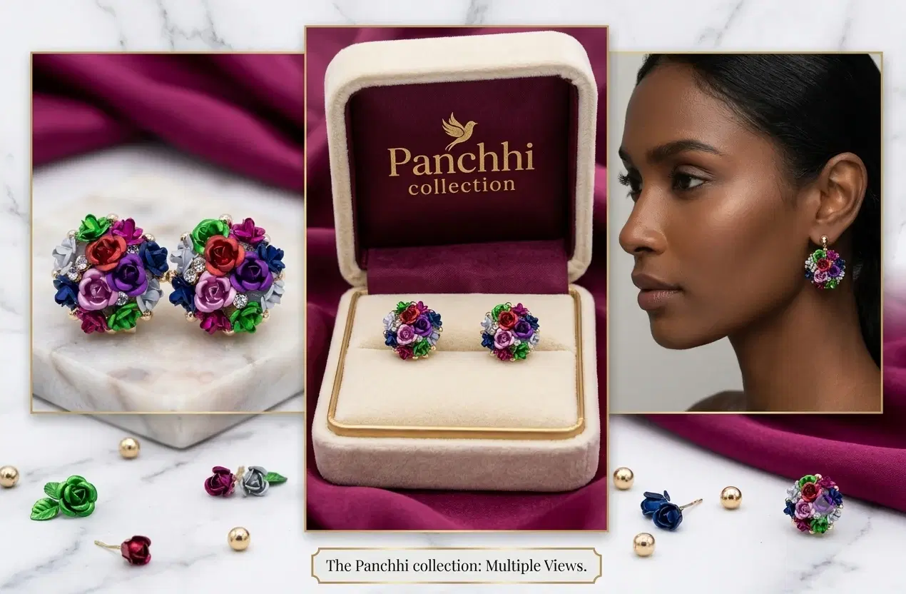 Floral Cluster Stud Earrings