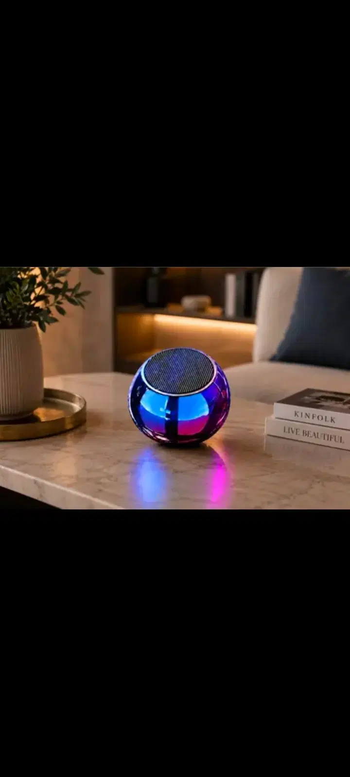 Portable RGB Bluetooth Speaker with Reflective Spherical Design