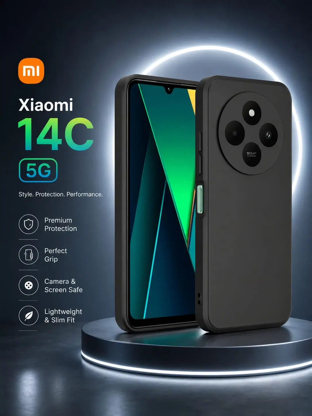 Xiaomi 14C 5G Slim Protective Back Cover Case - Black