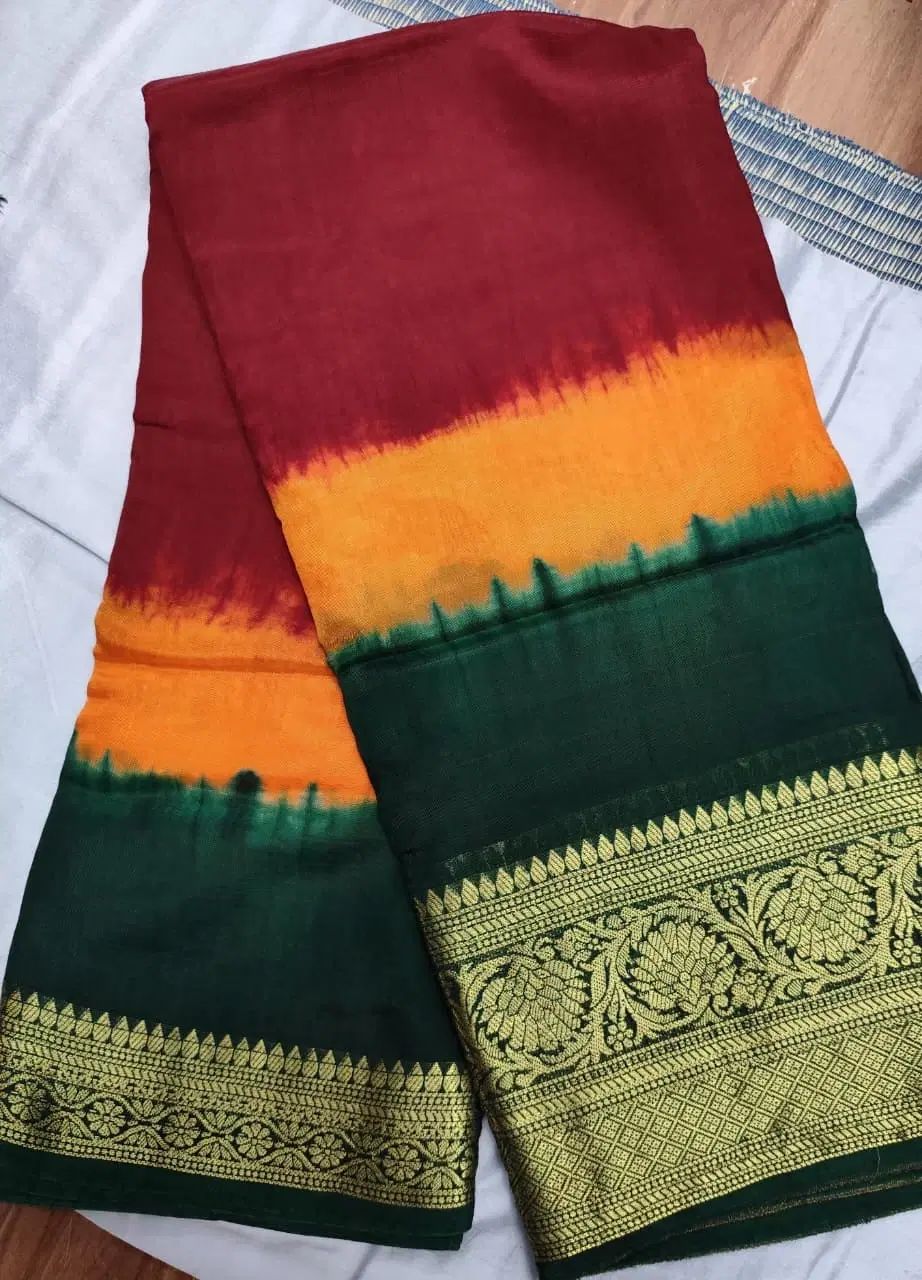 Women's Multicolor Silk Saree with Zari Border