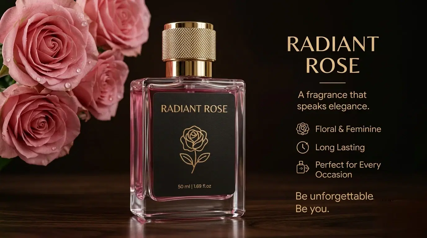 Radiant Rose Floral Perfume for Women and Men, 50 ml