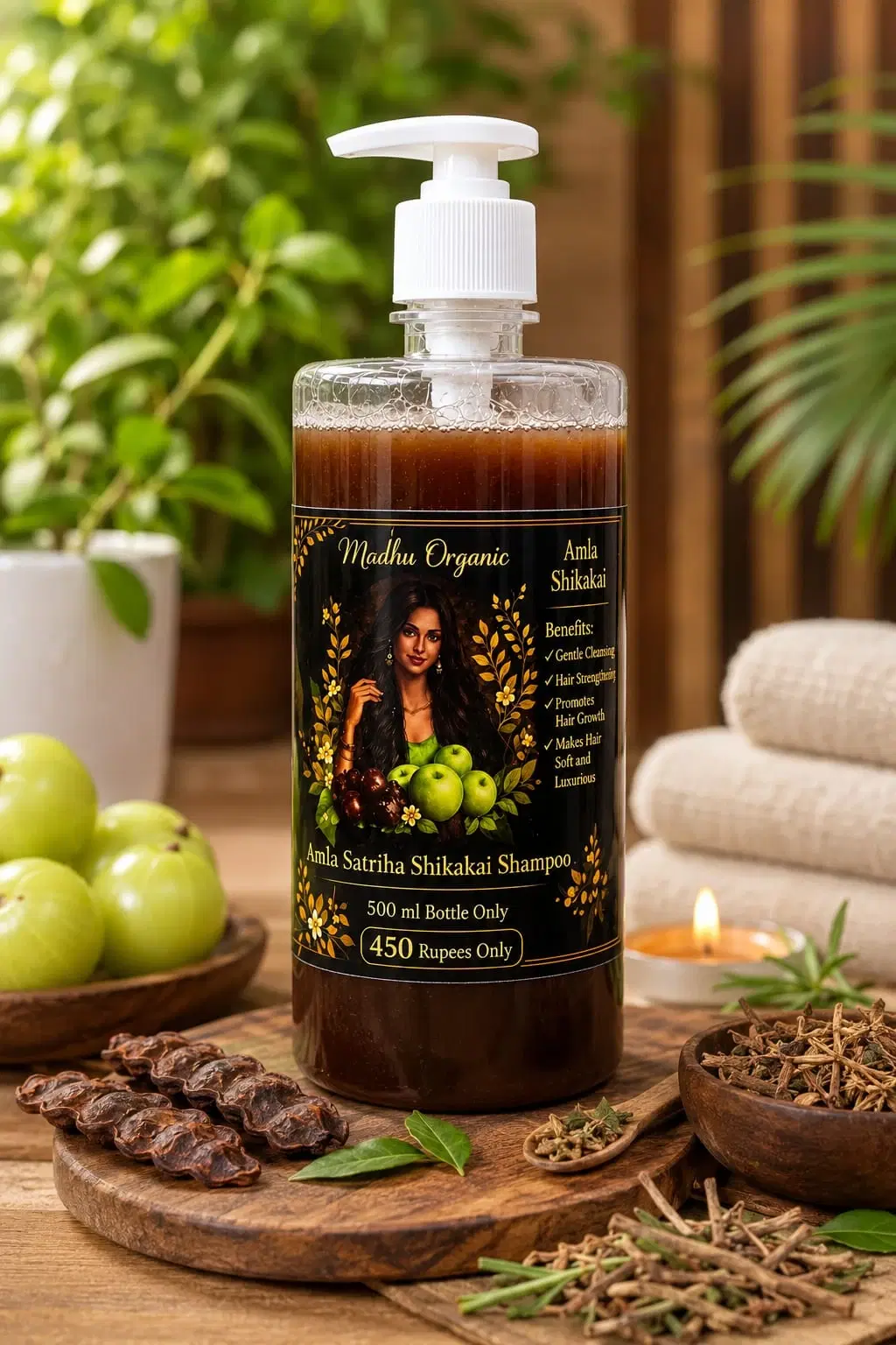Madhulika Organic Care Amla Reetha Shikakai Shampoo 500 ml