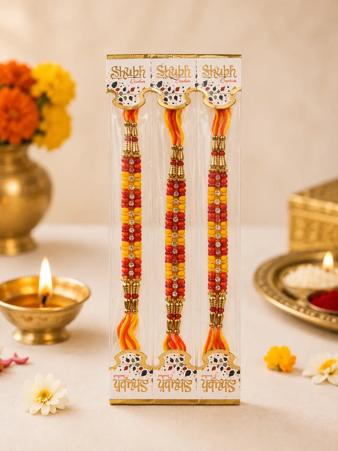 Shubh Creative Beaded Rakhi Set of 3