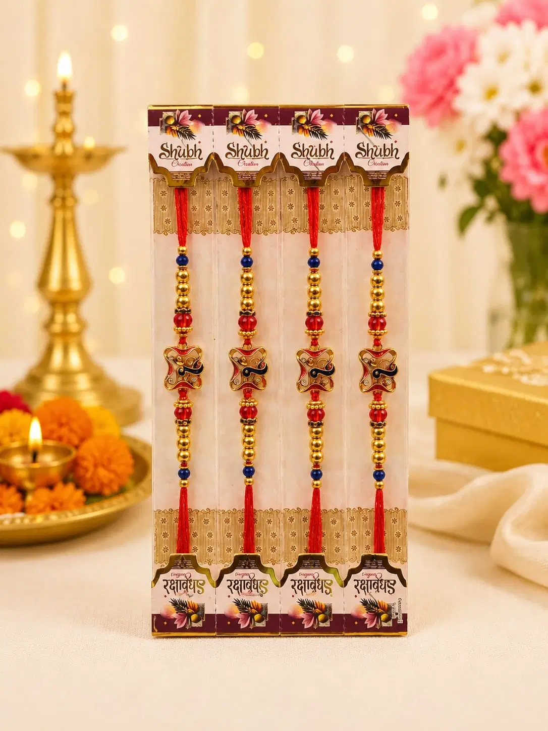 Decorative Beaded Rakhi Set of 4