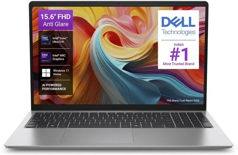 Dell 15.6-inch laptop with FHD anti-glare display, Intel Core Ultra 5, Intel Arc graphics and Windows 11 Home