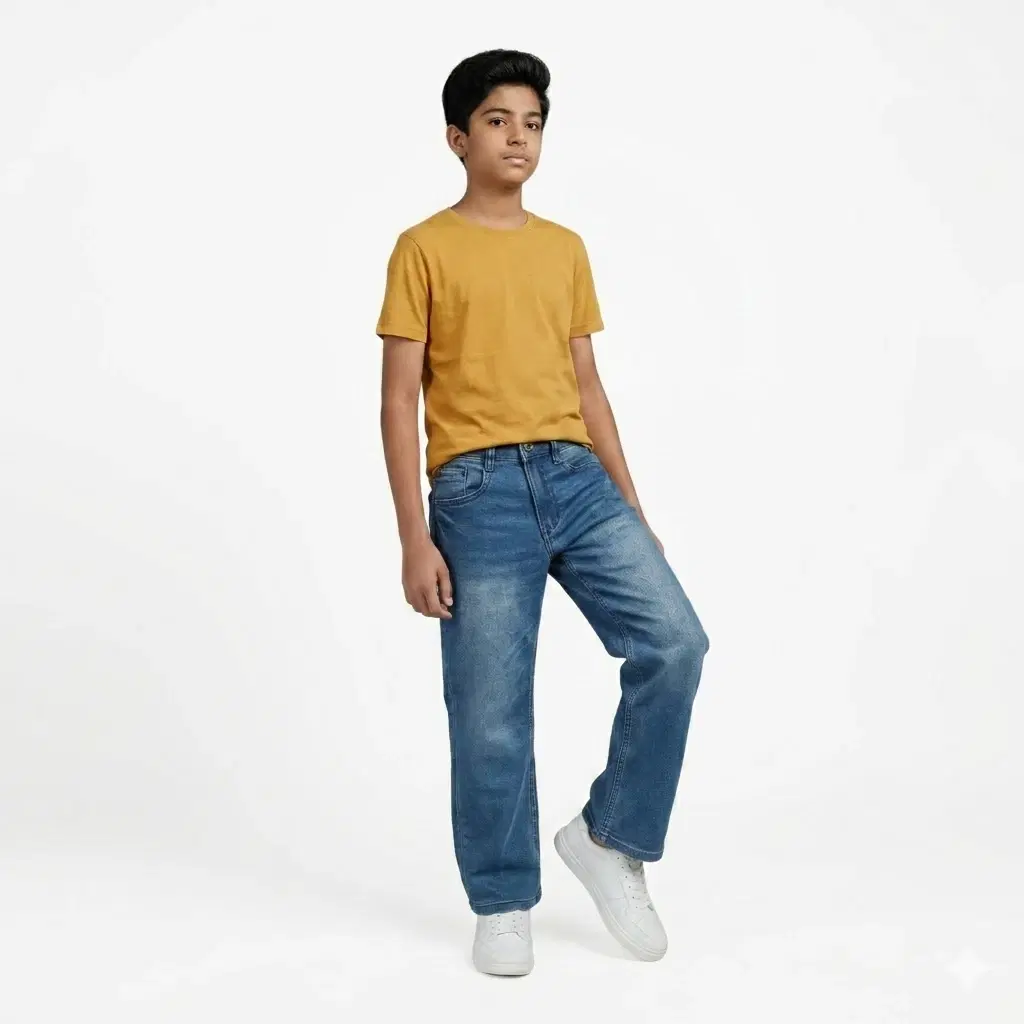 Boys dobby straight fit jeans