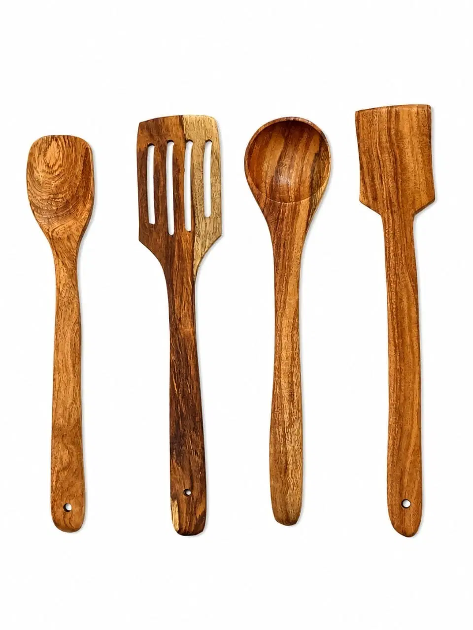 Wooden Kitchen Utensil Set of 4 (Spoon, Slotted Turner, Ladle, Flat Turner)