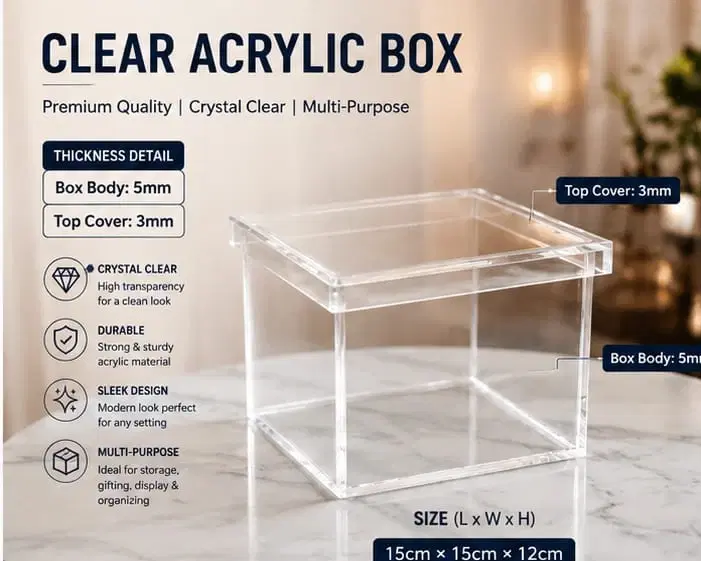 Clear Acrylic Storage Box with Lid