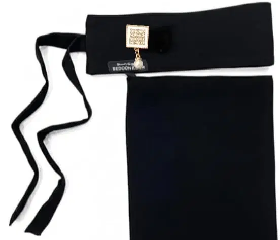 Black Naqab with a Square Geometric Charm brooch