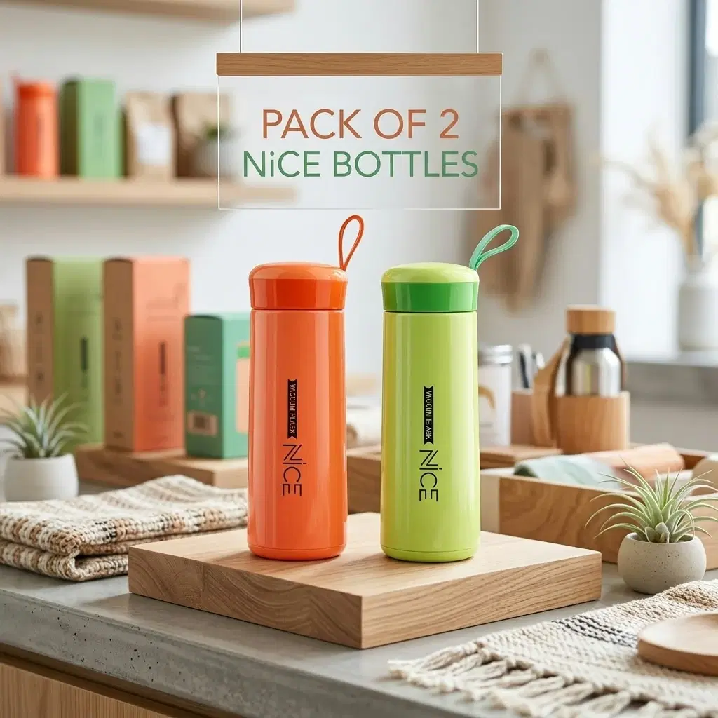Pack of 2 Nice Reusable Water Bottles with Carry Loop