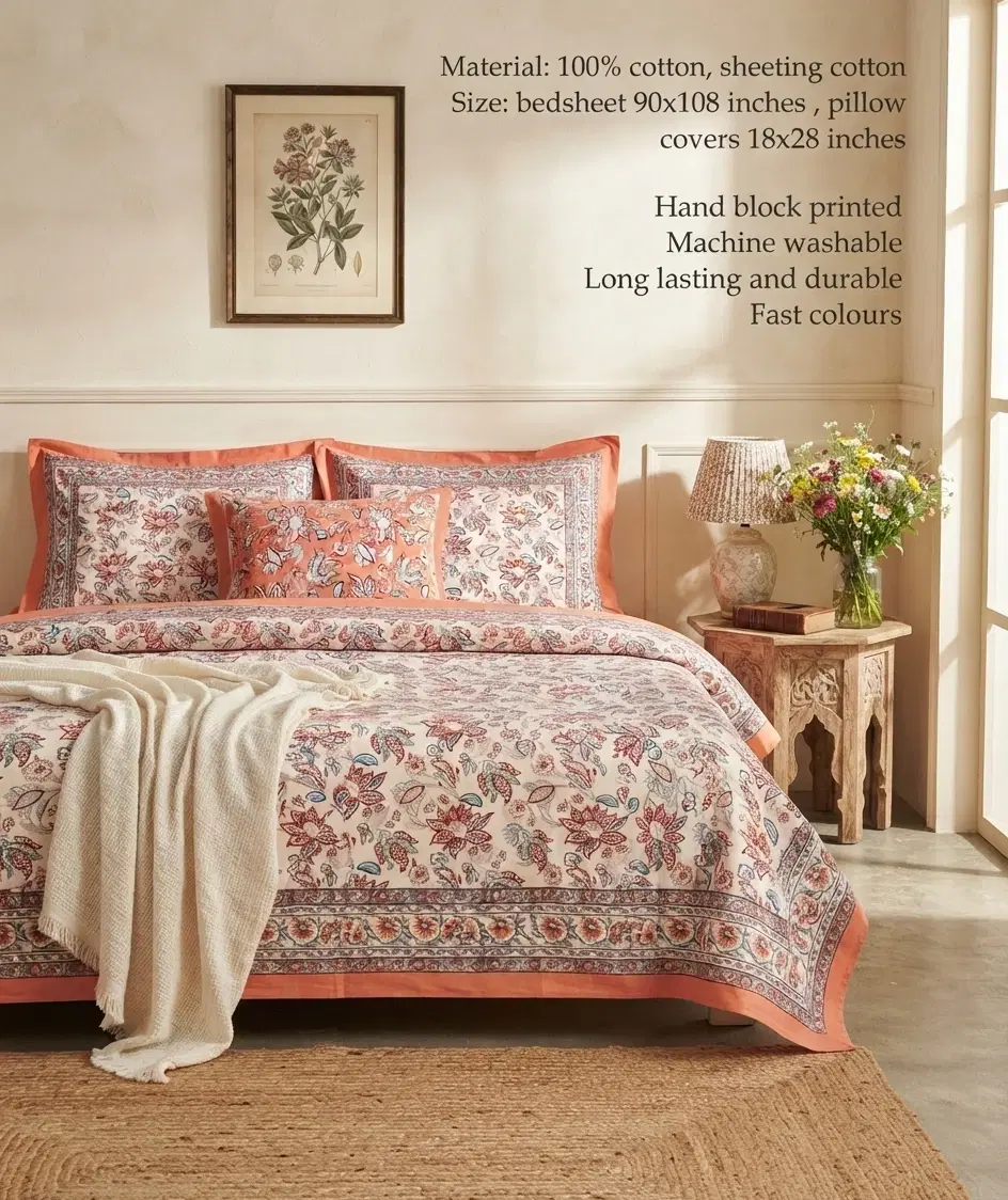 terracotta red and blue jaal