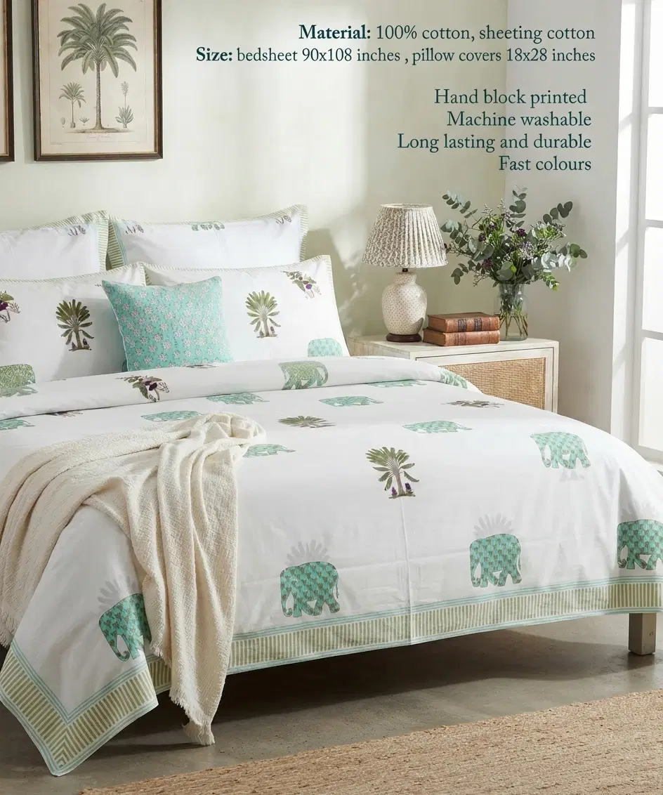 green elephant and the palm tree