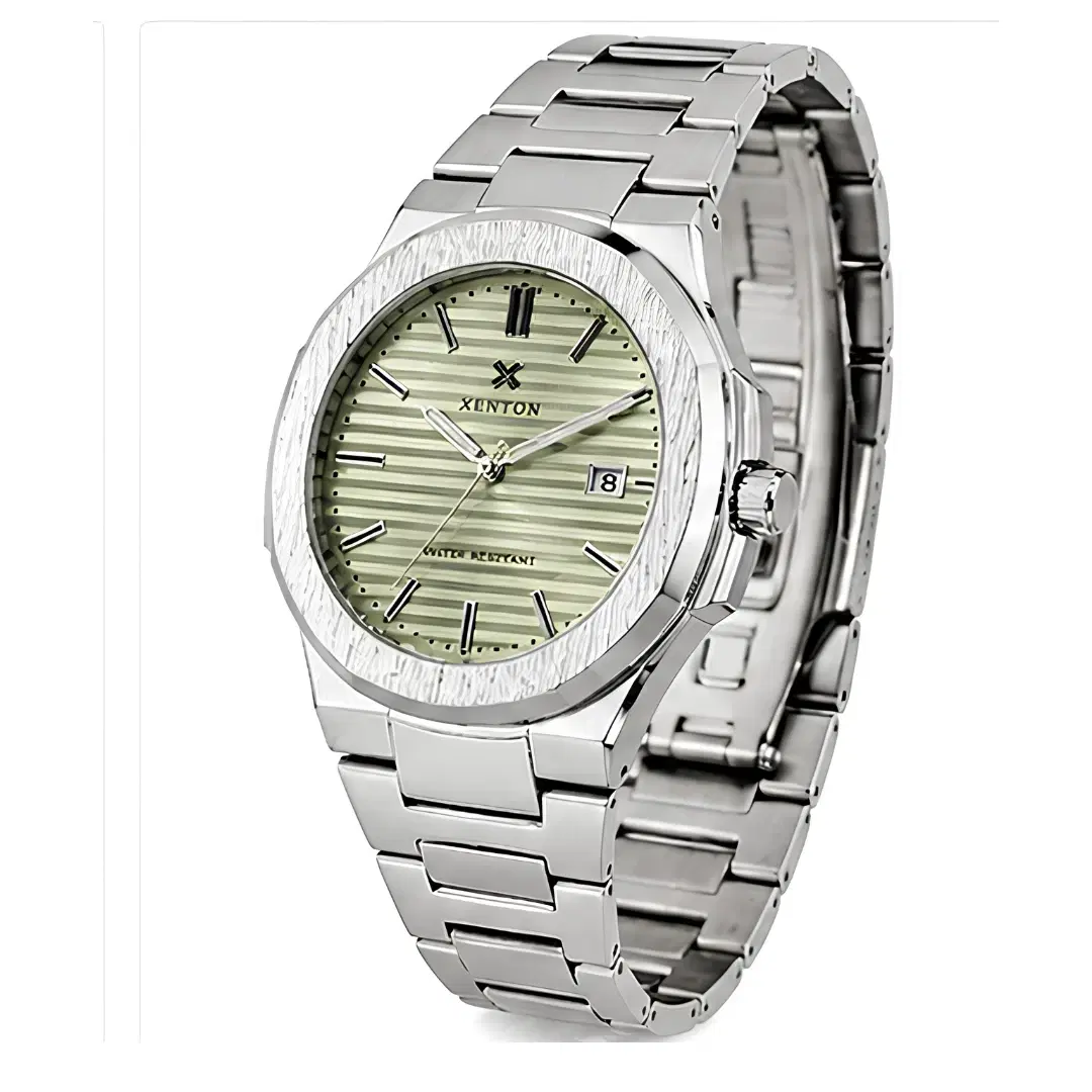 Xenton Men's Silver Metal Bracelet Analog Wrist Watch with Date Display product image 1