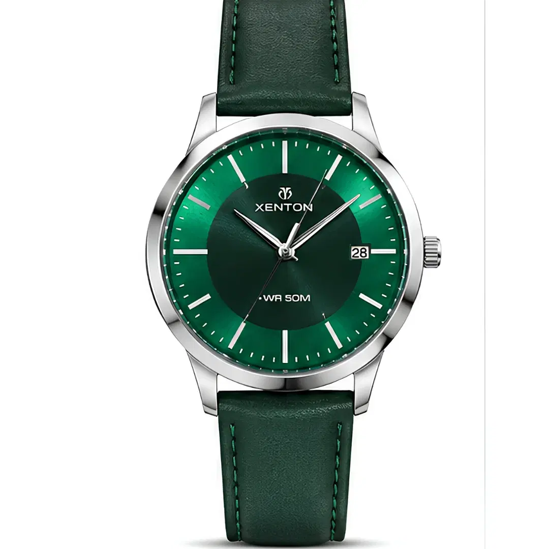 Xenton Men's Green Dial Analog Wrist Watch with Green Leather Strap product image 1