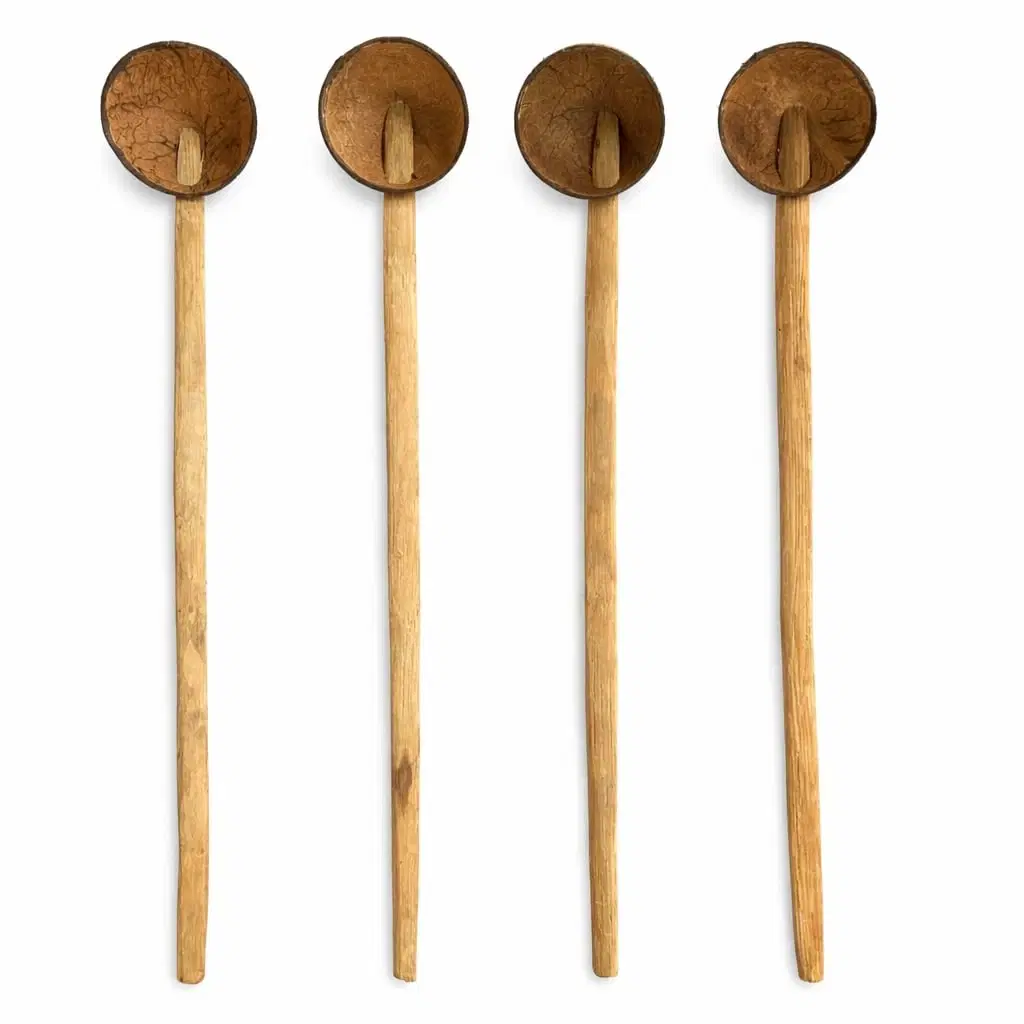 iINTELLIGENCEi Coconut Shell Spatula, Chiratta Thavi Ladle, 4 Qty