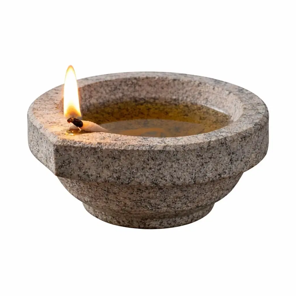 Stone Diya Oil Lamp, Large, 11.5x11x5 cm, 1 Qty